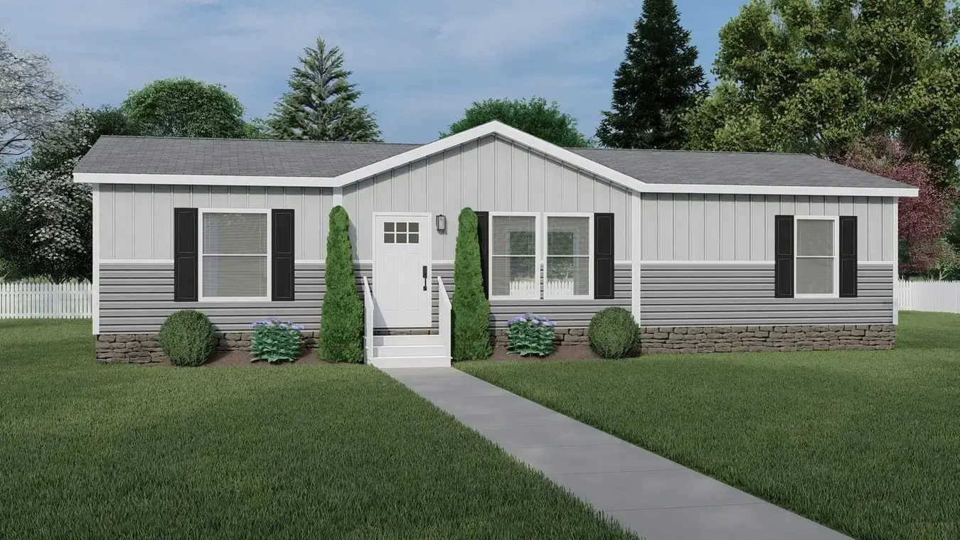 Exterior — white & gray finish